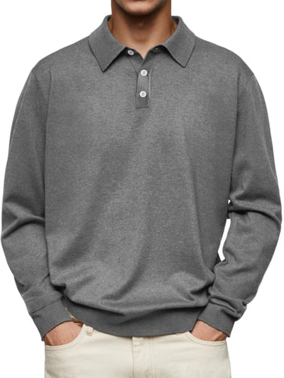 Dalvin Afslappet og behagelig langærmet poloshirt med revers
