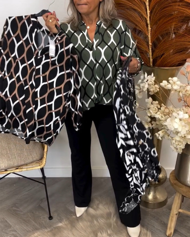 Noor Bluse med grafisk print
