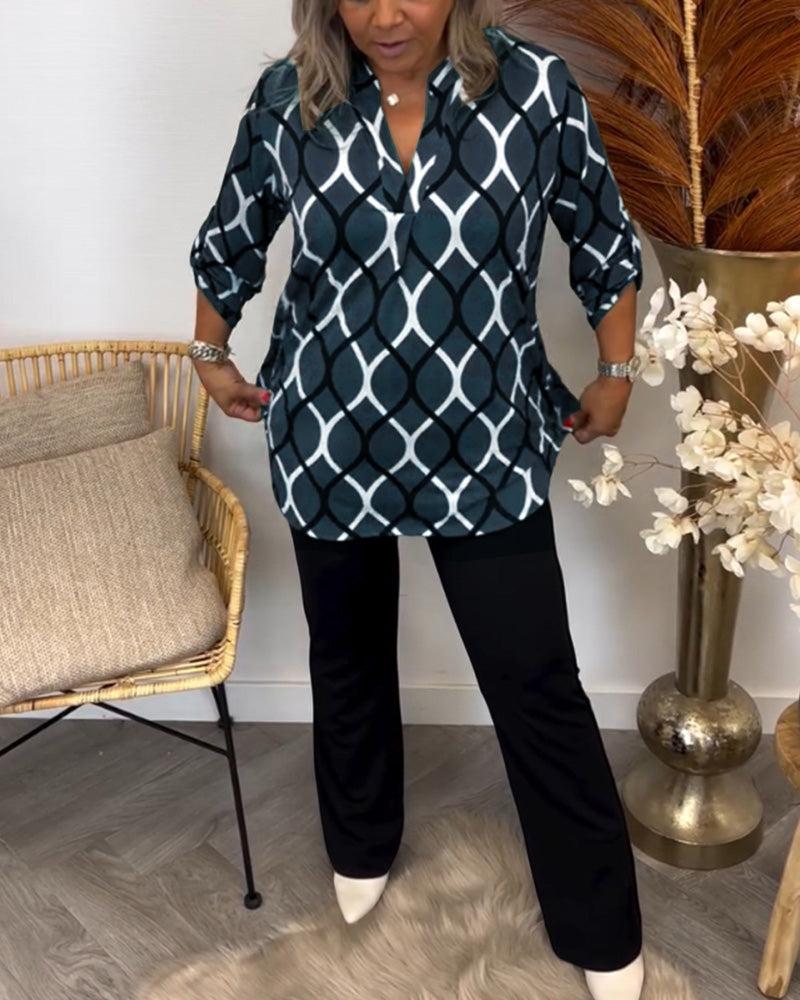 Noor Bluse med grafisk print