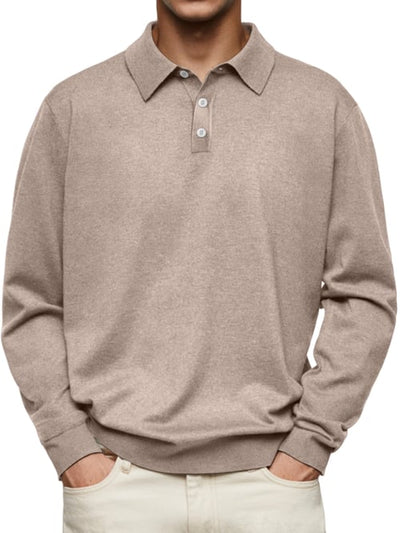 Dalvin Afslappet og behagelig langærmet poloshirt med revers