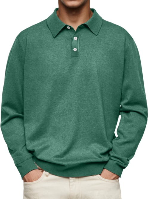 Dalvin Afslappet og behagelig langærmet poloshirt med revers