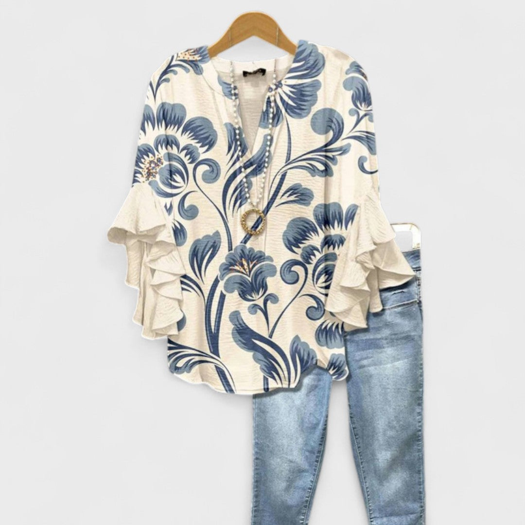 Isabella Bluse med elegante blomster