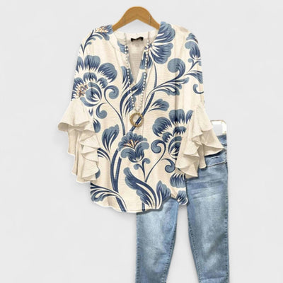 Isabella Bluse med elegante blomster