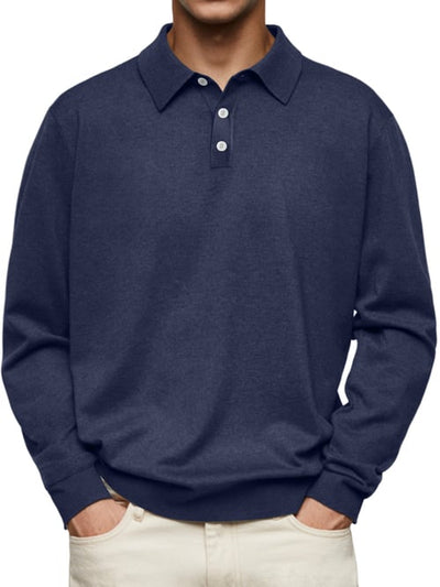 Dalvin Afslappet og behagelig langærmet poloshirt med revers