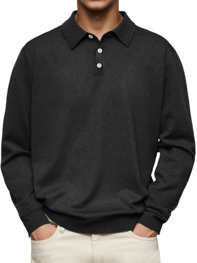 Dalvin Afslappet og behagelig langærmet poloshirt med revers