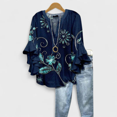 Isabella Bluse med elegante blomster