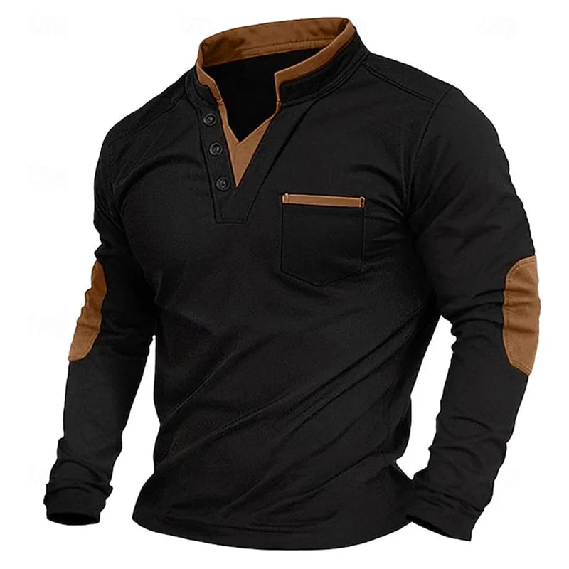 Lasse V-hals sweatshirt med knapper