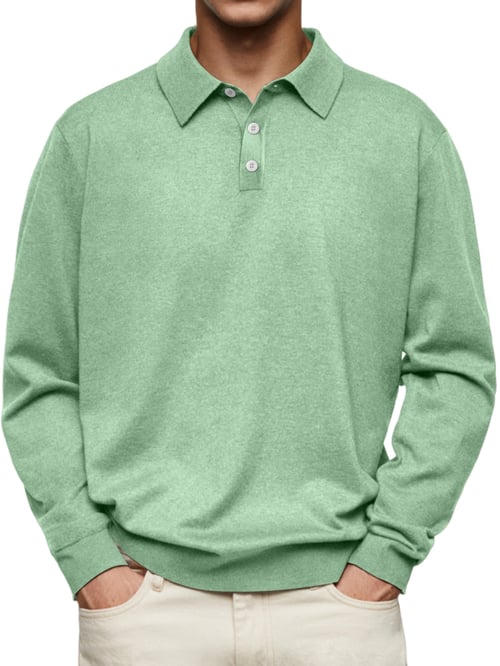 Dalvin Afslappet og behagelig langærmet poloshirt med revers