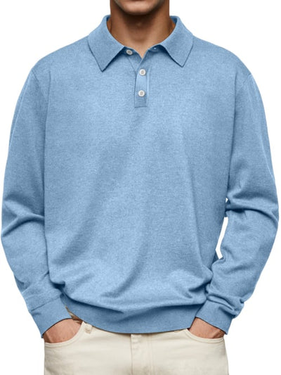 Dalvin Afslappet og behagelig langærmet poloshirt med revers