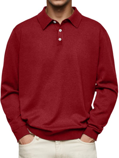 Dalvin Afslappet og behagelig langærmet poloshirt med revers