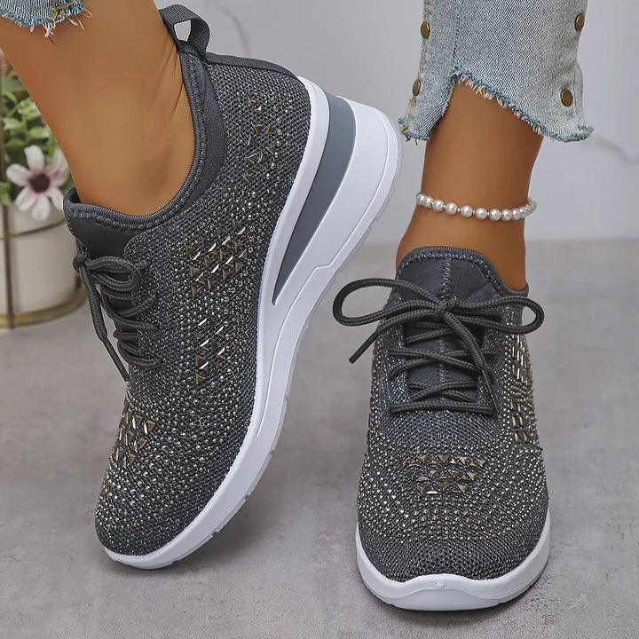 Giselle Ortopædiske sneakers med glitrende rhinsten