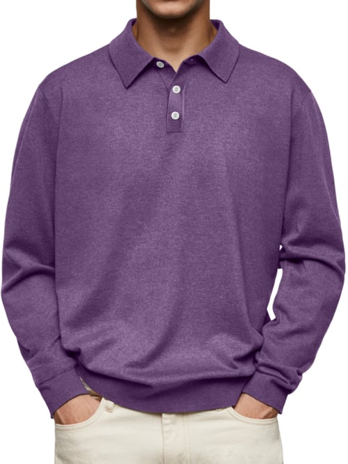 Dalvin Afslappet og behagelig langærmet poloshirt med revers