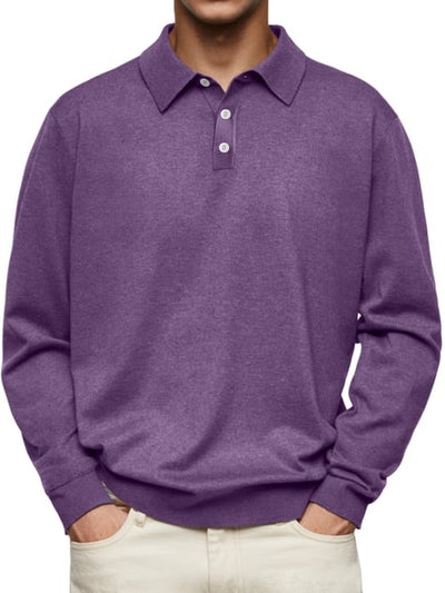 Dalvin Afslappet og behagelig langærmet poloshirt med revers