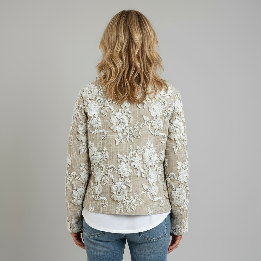 Cardigan med blomsterbladstråd